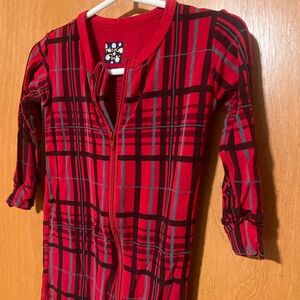 KicKee Pants Red Christmas Plaid Footed Pajama Size 18-24 mo